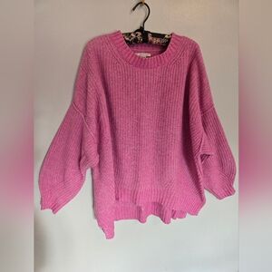 American Eagle Oversized Chunky Knit Lightweight Preppy Pink Crewneck Sweater XL